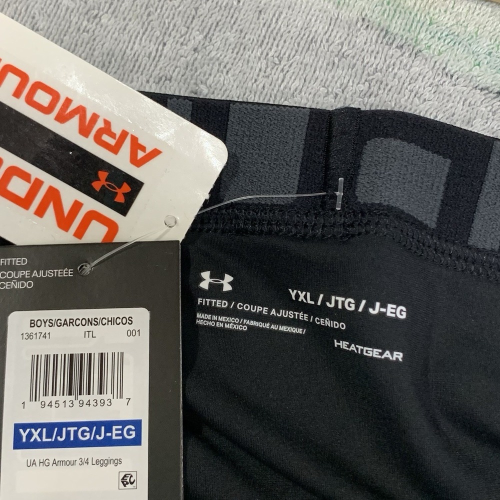 New Under Armour Leggings Boys Youth Sz YXL Polyester Elastane HeatGear Armour - Picture 8 of 11